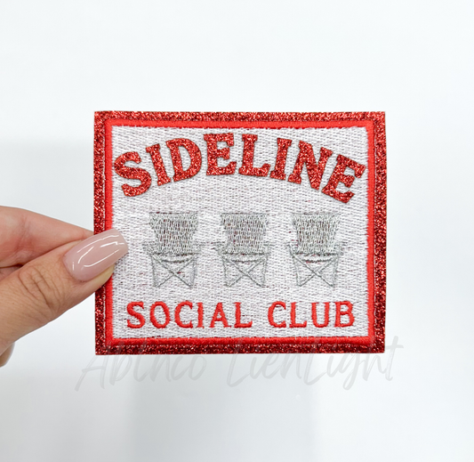 Red Sideline Social Club Glitter Embroidery Patch