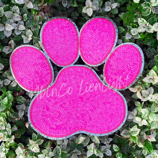 Big Red Sequin Paw Print Patch