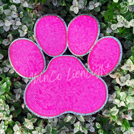 Big Pink Sequin Paw Print Patch