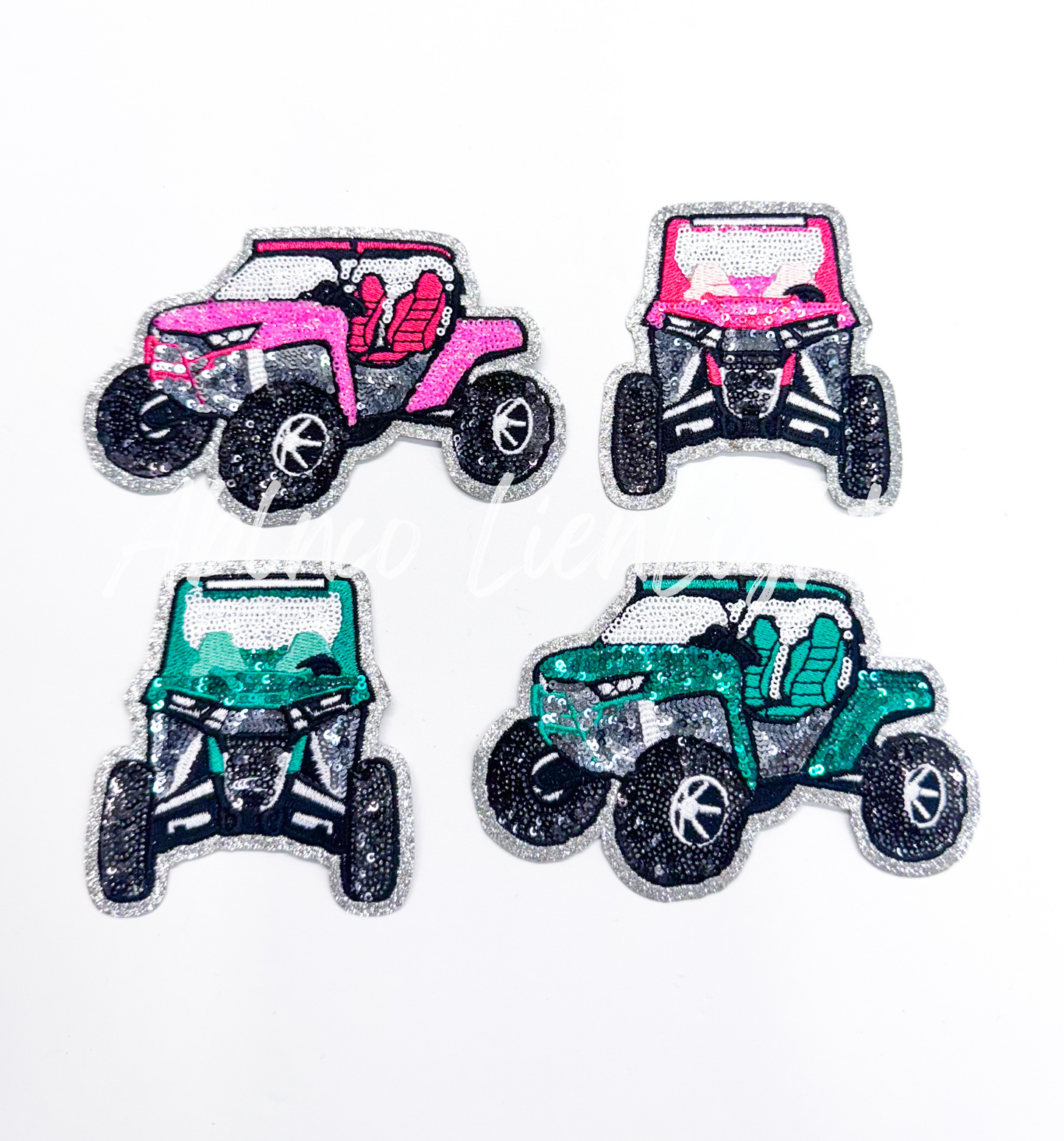 Turquoise Side-by-Side SXS Off Road Racing Sequin Patch