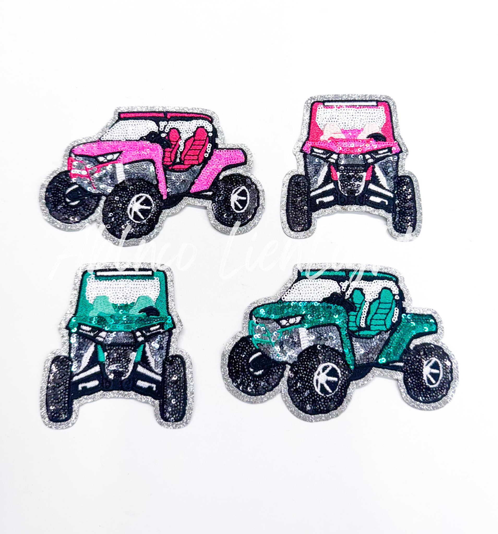 Turquoise Side-by-Side SXS Off Road Racing Sequin Patch
