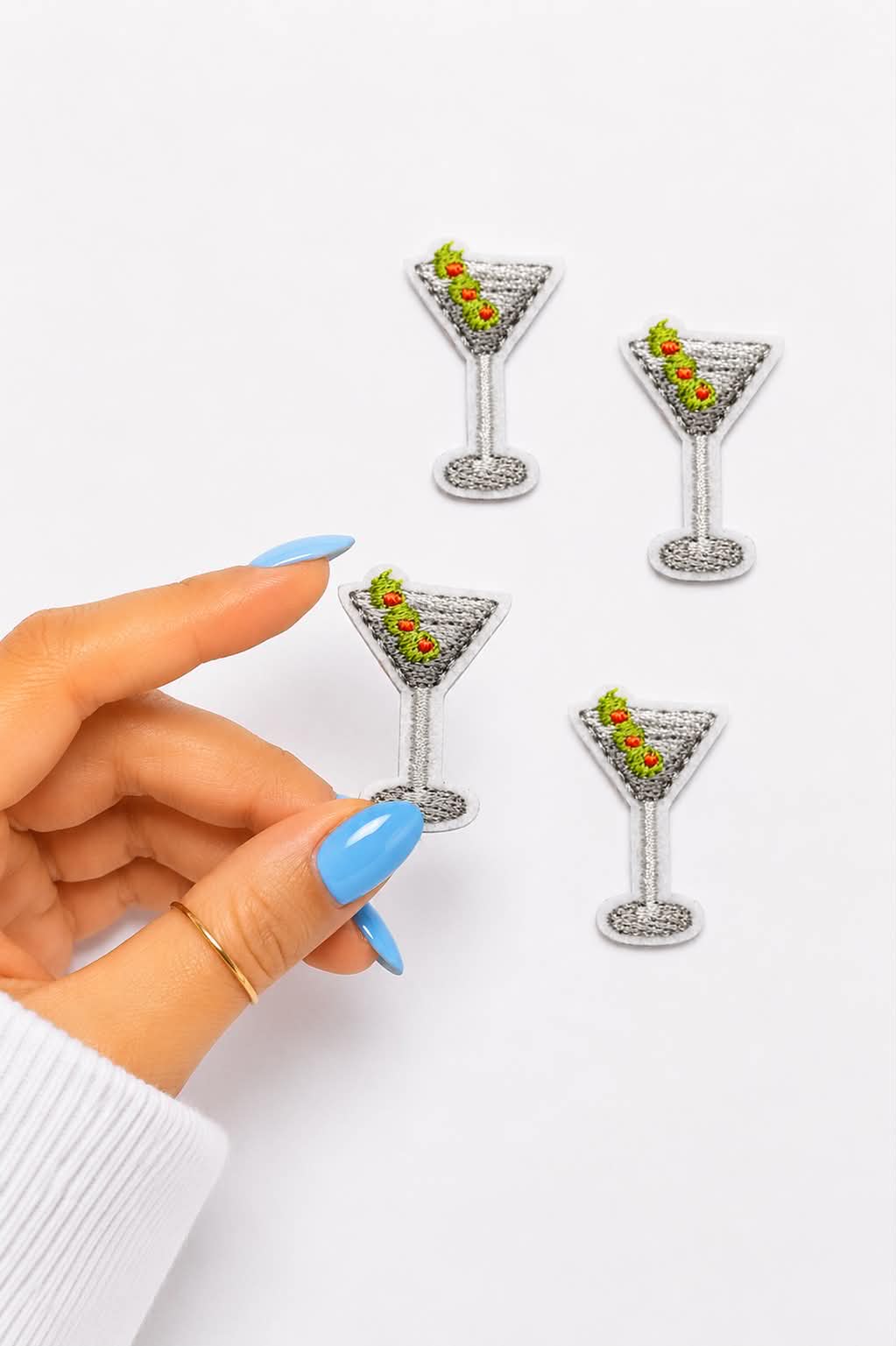 Mini Martini with Olives Embroidered Patch