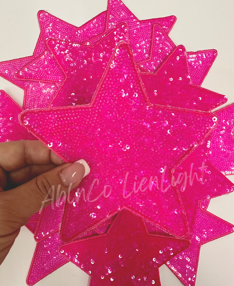 5” Hot Pink Sequin Star Embroidery Patch – ABLNco