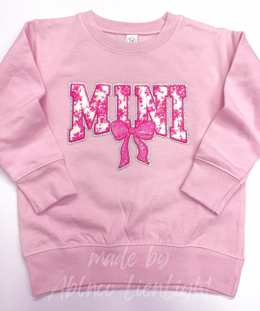 Pink Floral Mini Bow Sequins Toddler Sweatshirt