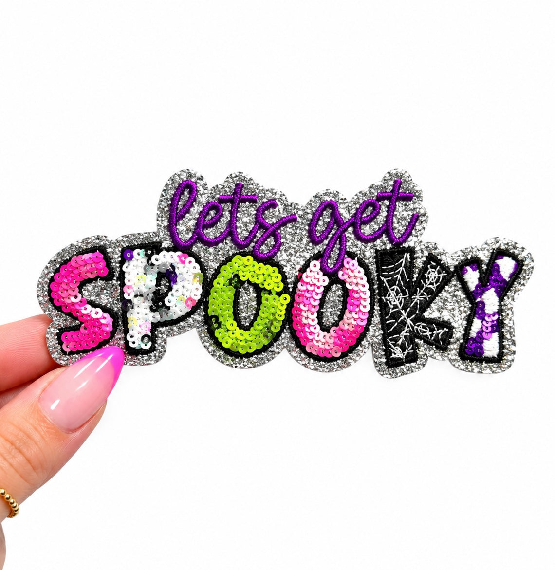 Lets Get Spooky Halloween Sequin Patch
