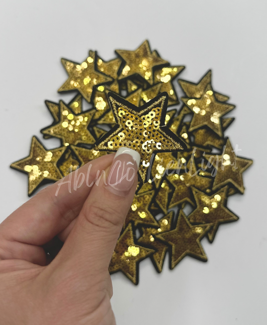 2” Gold Sequin Star Embroidery Patch