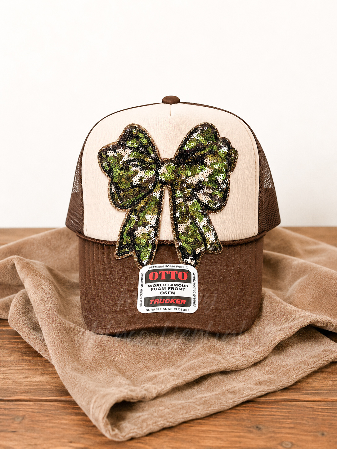 Sequin Camo Bow Otto Trucker Hat