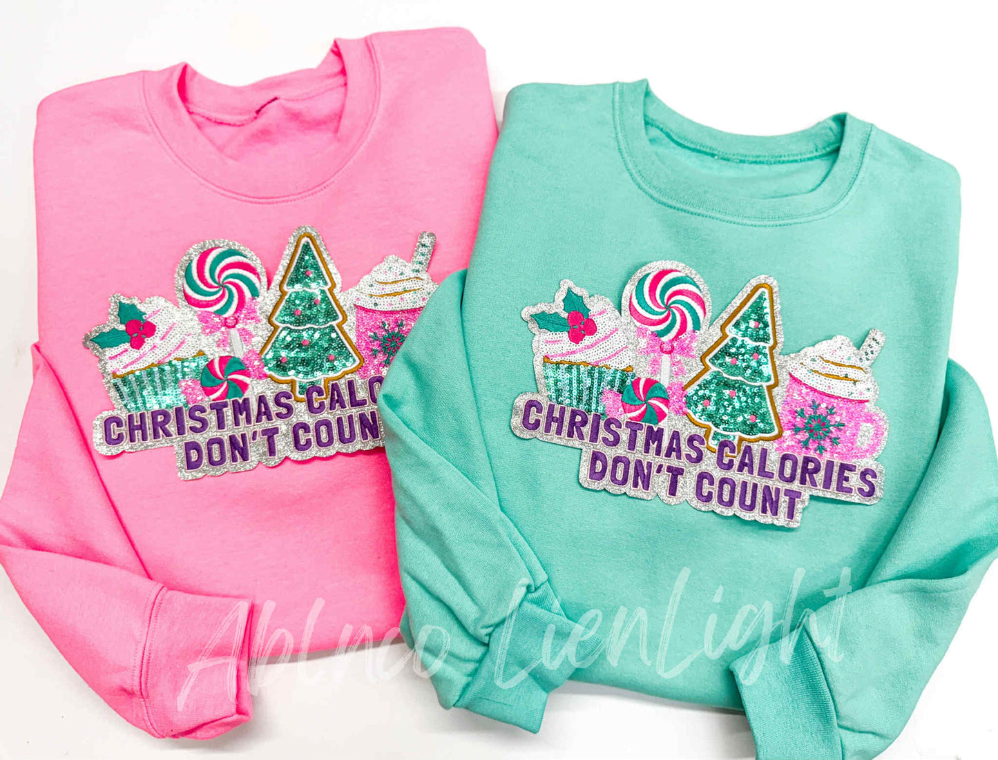 Christmas Calories Don't Count Sequins Christmas Patch Sweatshirt