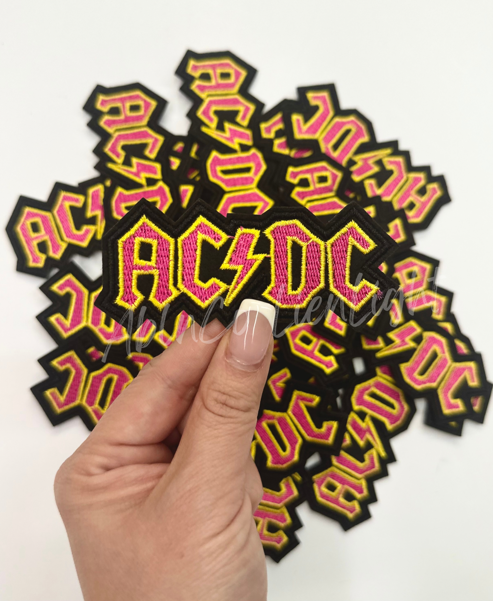 Pink Retro ACDC Embroidery Patch – ABLNco
