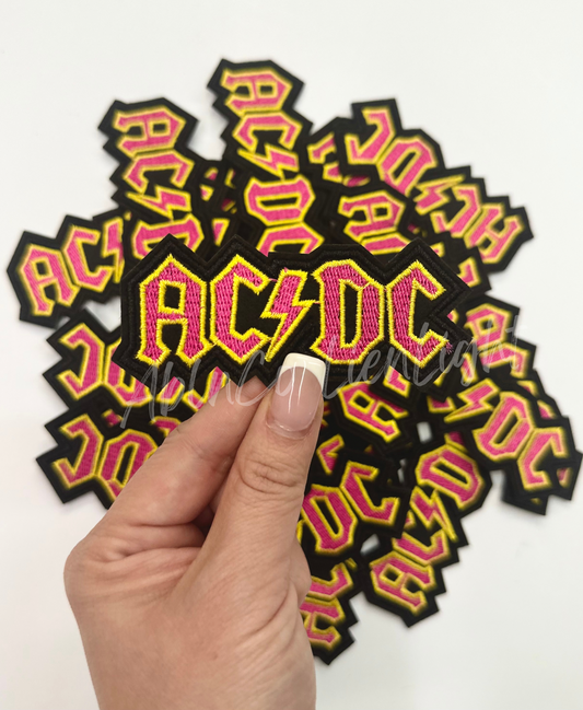 Pink Retro ACDC Embroidery Patch
