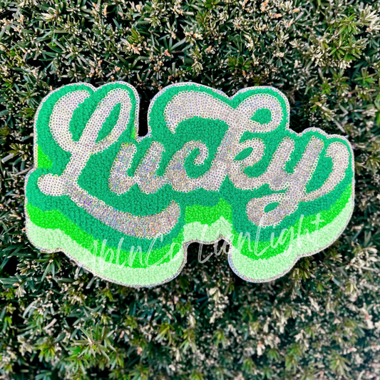 Lucky Glitter Chenille Patch