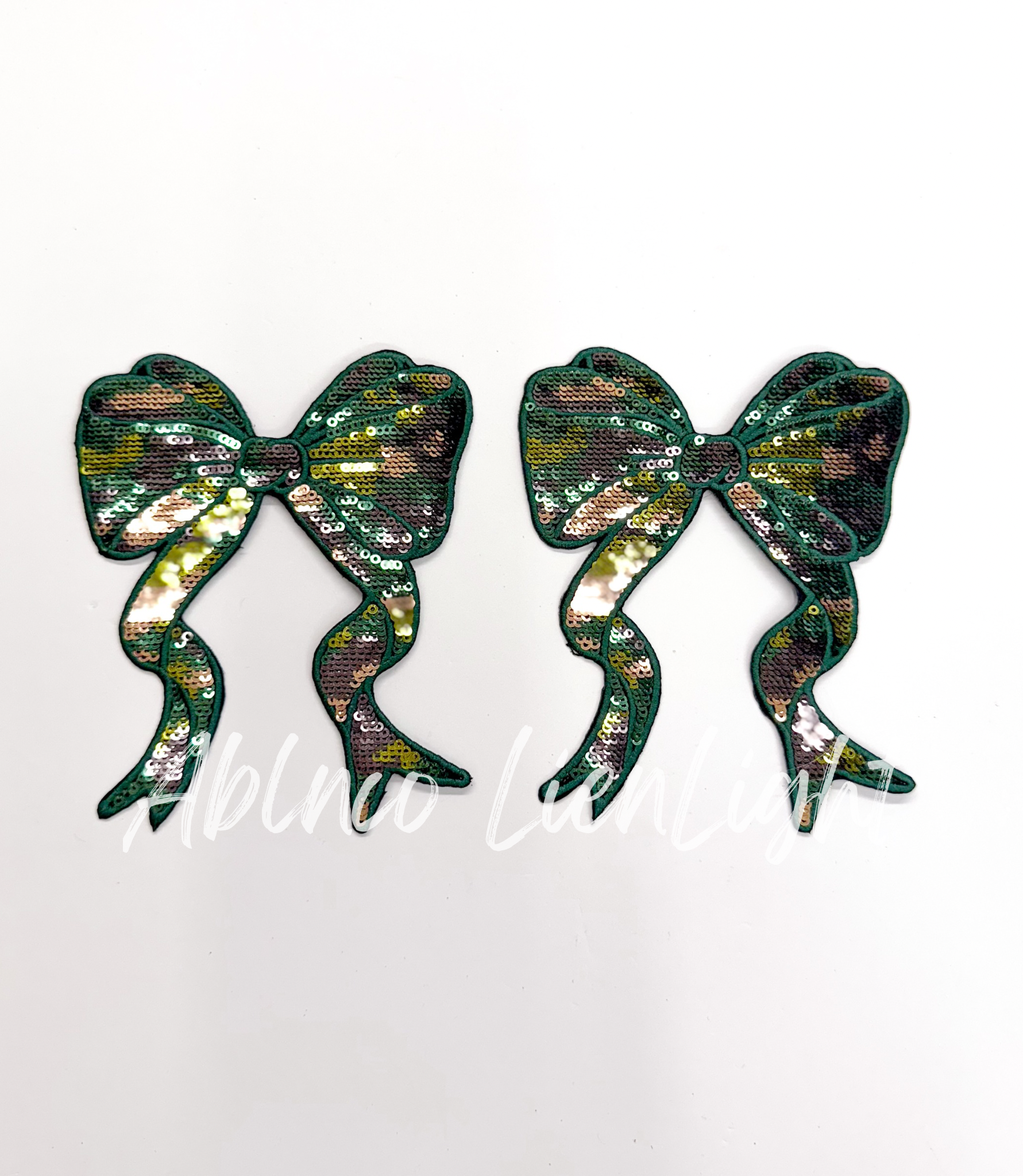 Camo Print Side Bows Sequin Patch