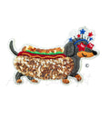 4th of July Dog Hot Dog Sequin Patch - Small