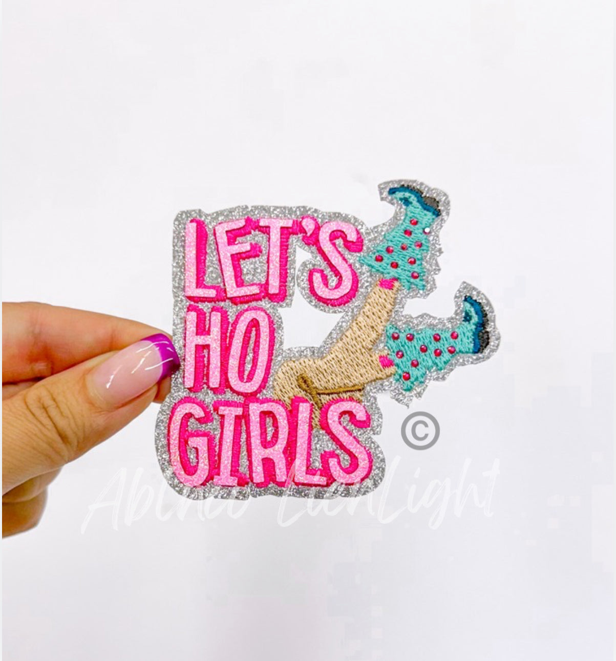 Lets Ho Girls Christmas Sequin Patch - Small