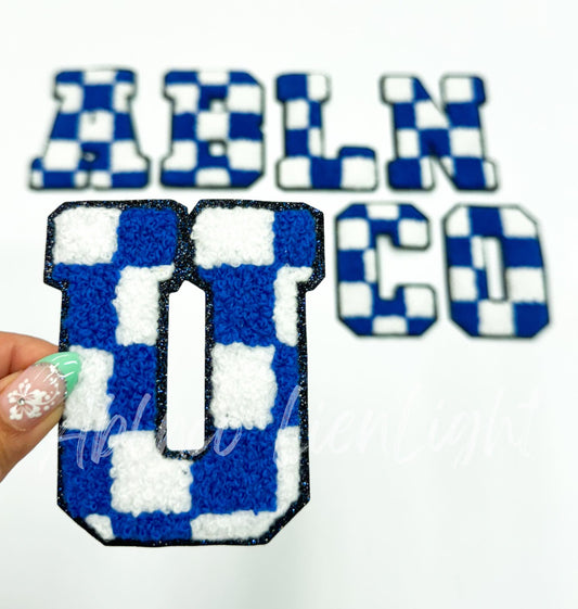 Royal Checkered Letters Chenille Embroidery Patch