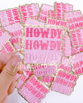 Howdy Pink Glitter Embroidery Patch