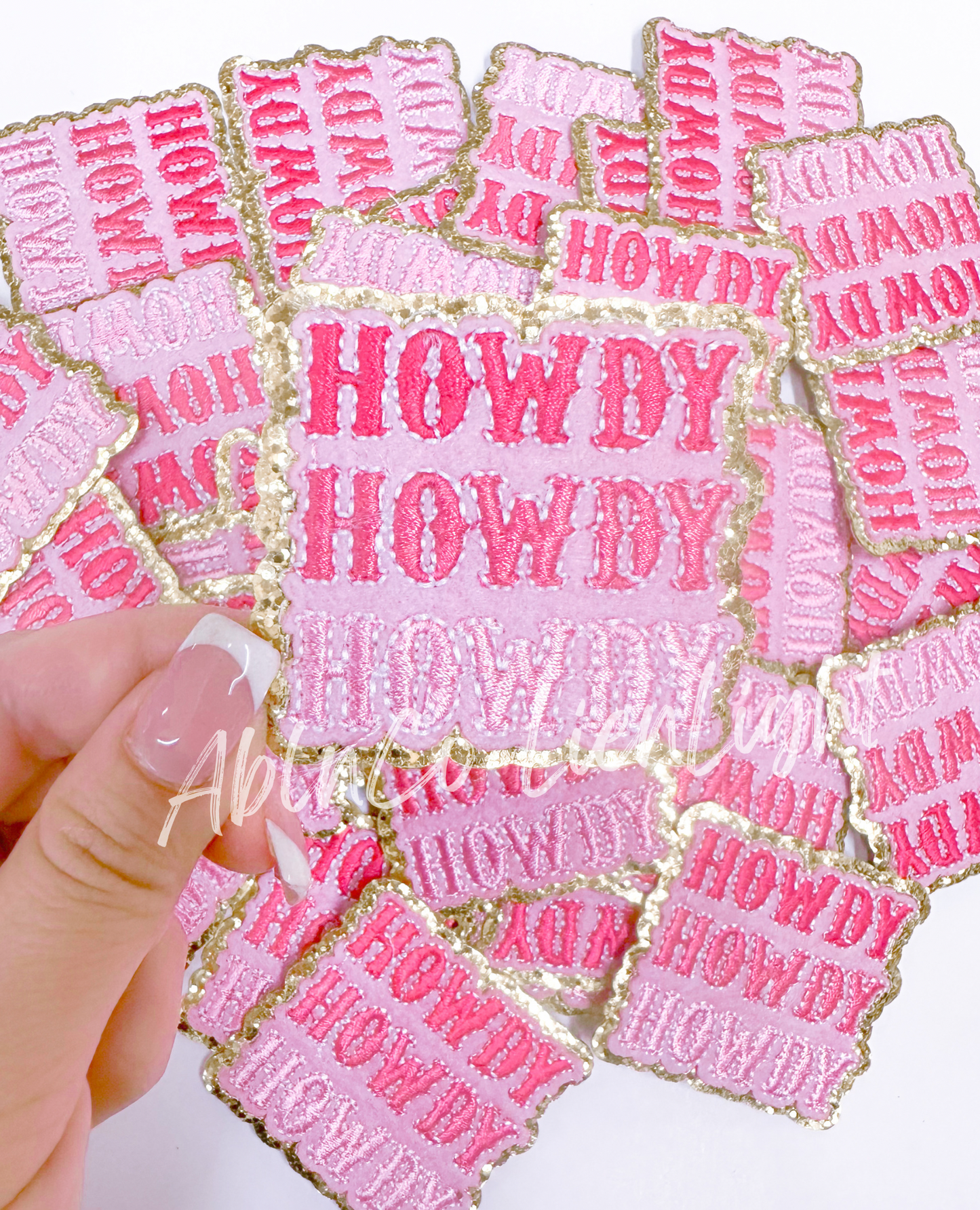 Howdy Pink Glitter Embroidery Patch