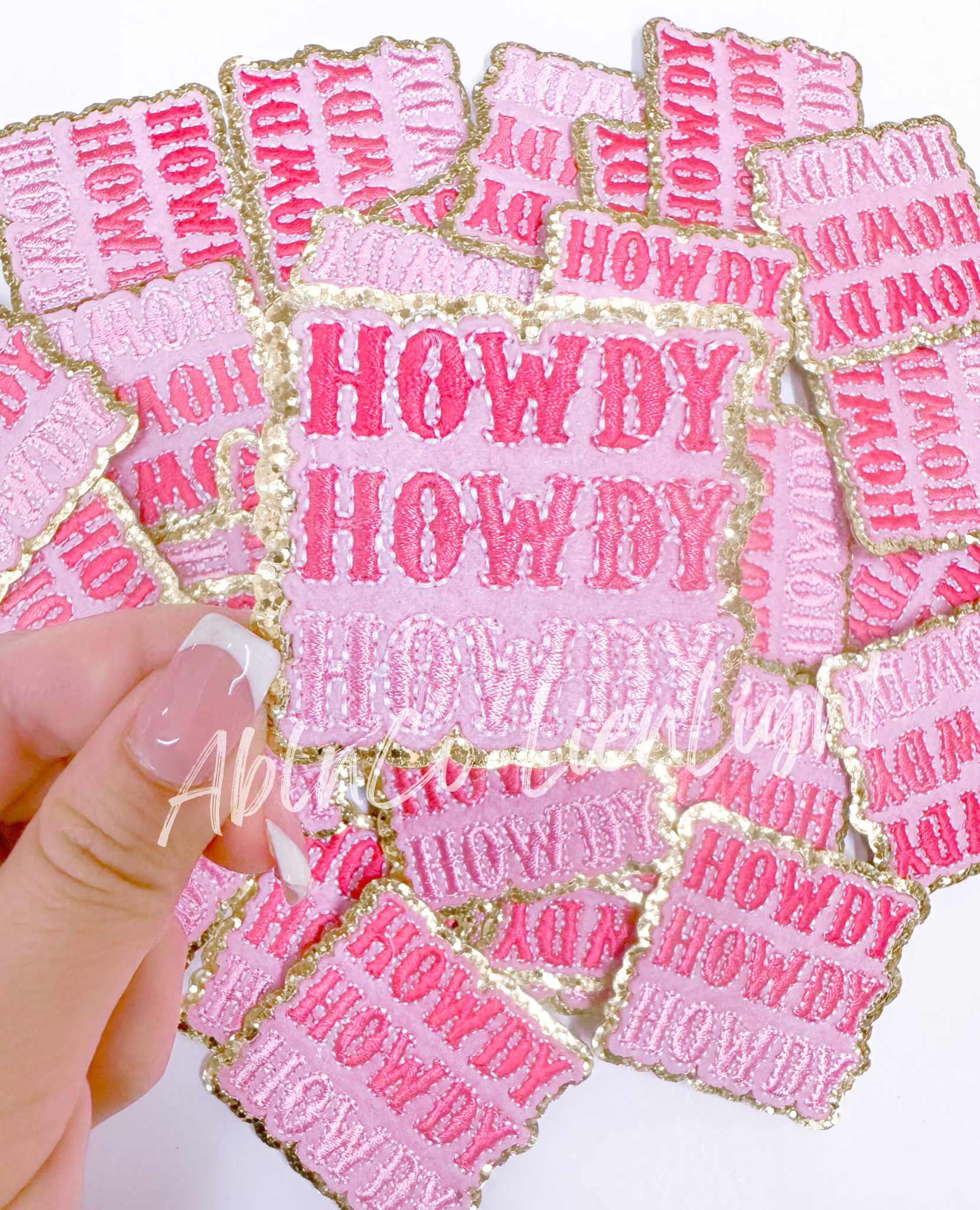 Howdy Pink Glitter Embroidery Patch