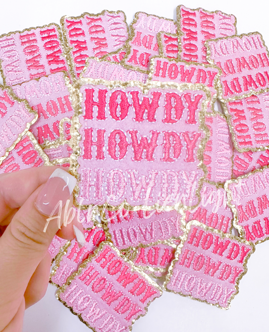 Howdy Pink Glitter Embroidery Patch