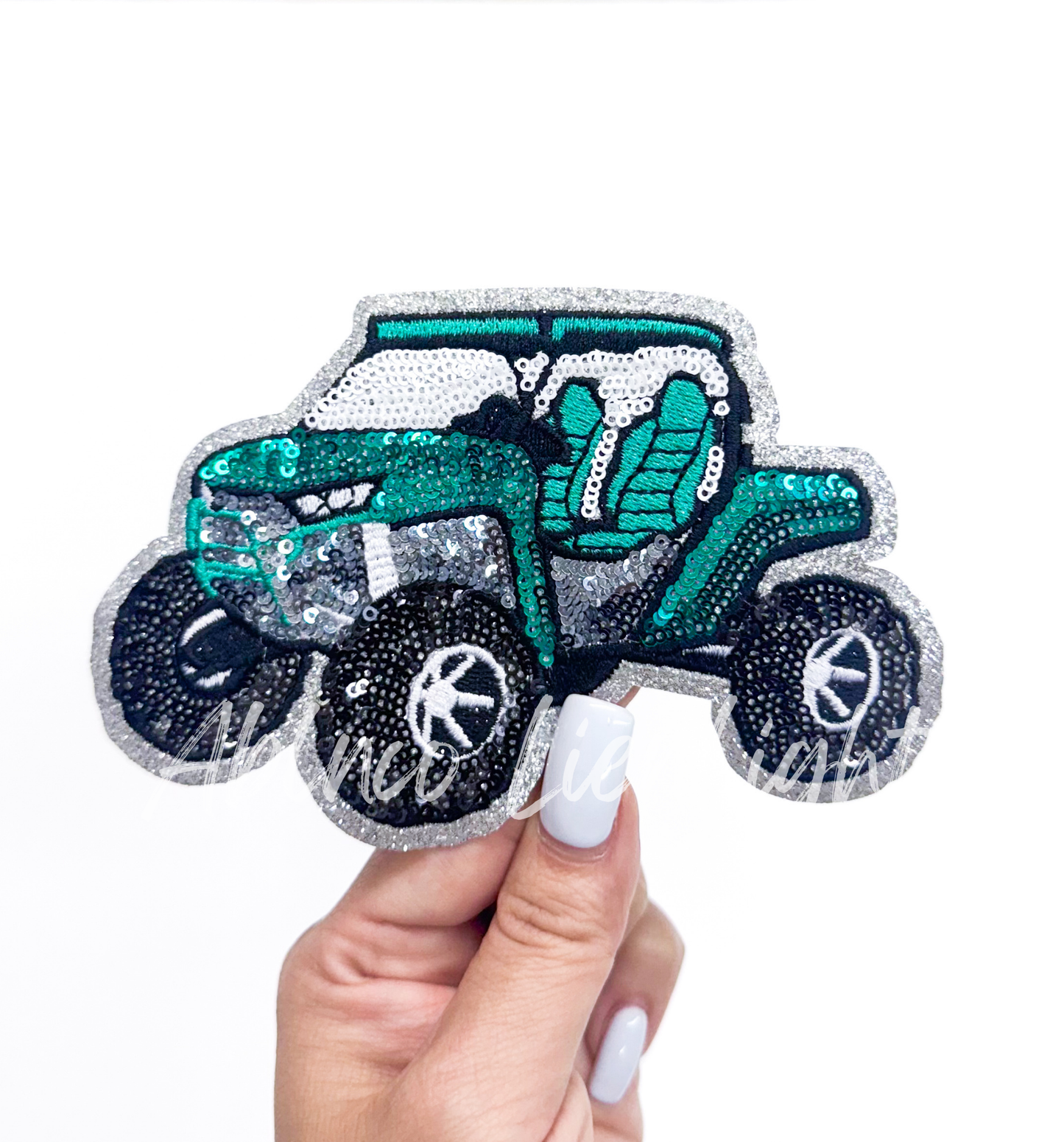 Turquoise Side-by-Side SXS Off Road Racing Sequin Patch