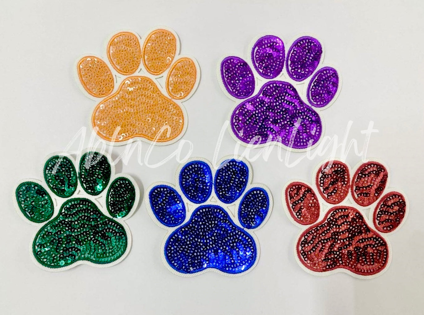 Gold Paw Print Sequins Embroidery Patch