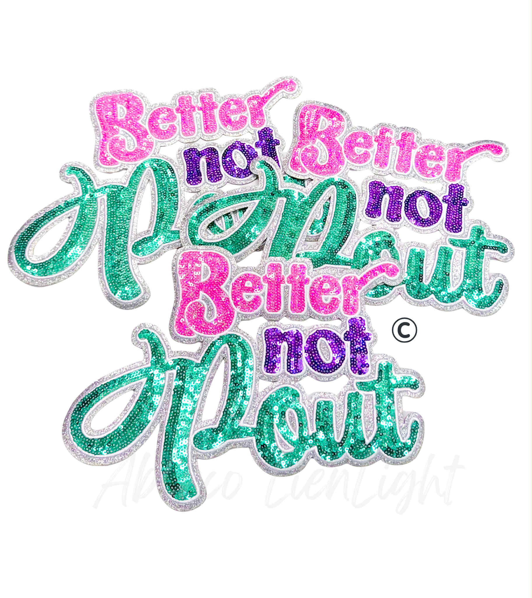 Better Not Pout Christmas Sequin Patch - Large