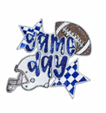 Royal Blue Game Day Checkered Football Sequin Patch - Large