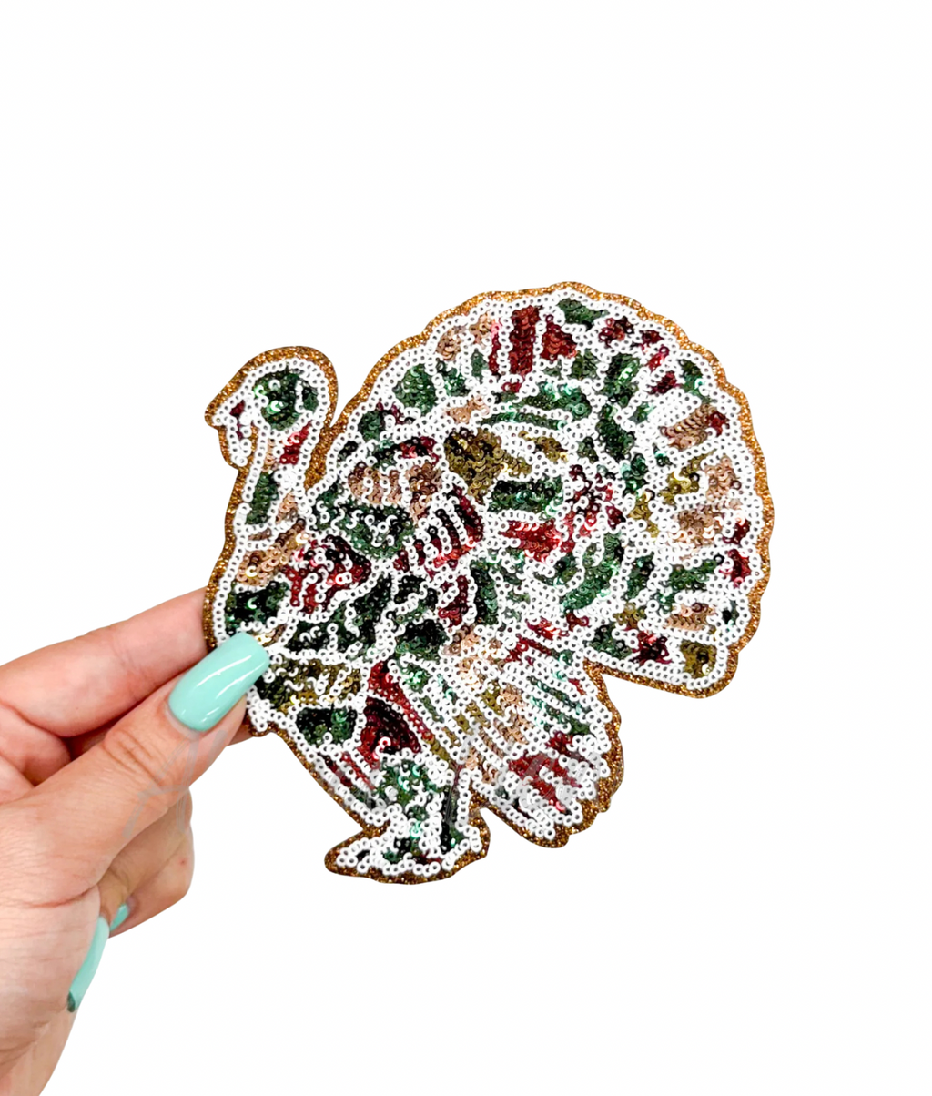 Camo Turkey Hunting Sequin Patch - Small