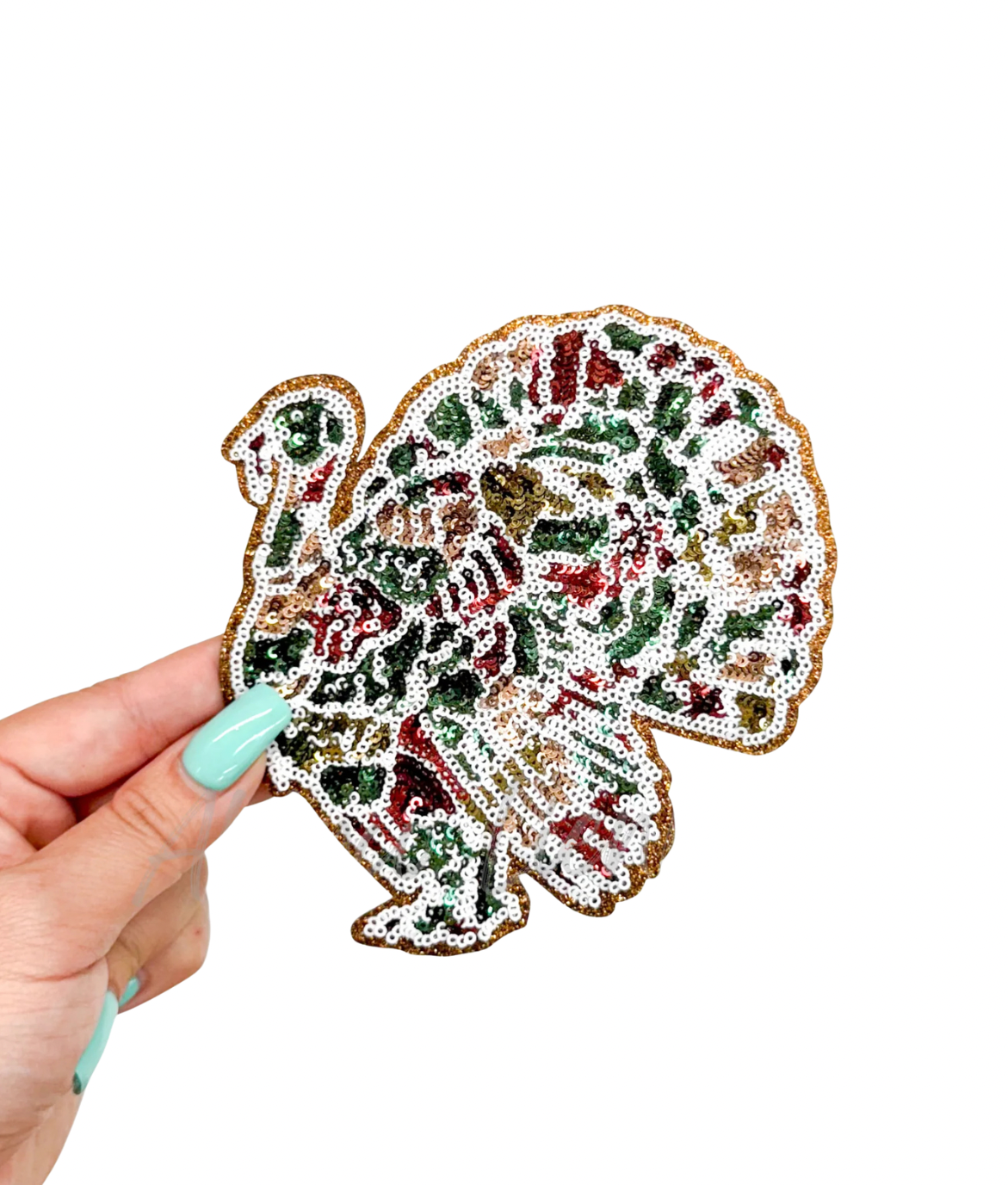 Camo Turkey Hunting Sequin Patch - Small