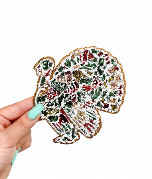 Camo Turkey Hunting Sequin Patch - Small