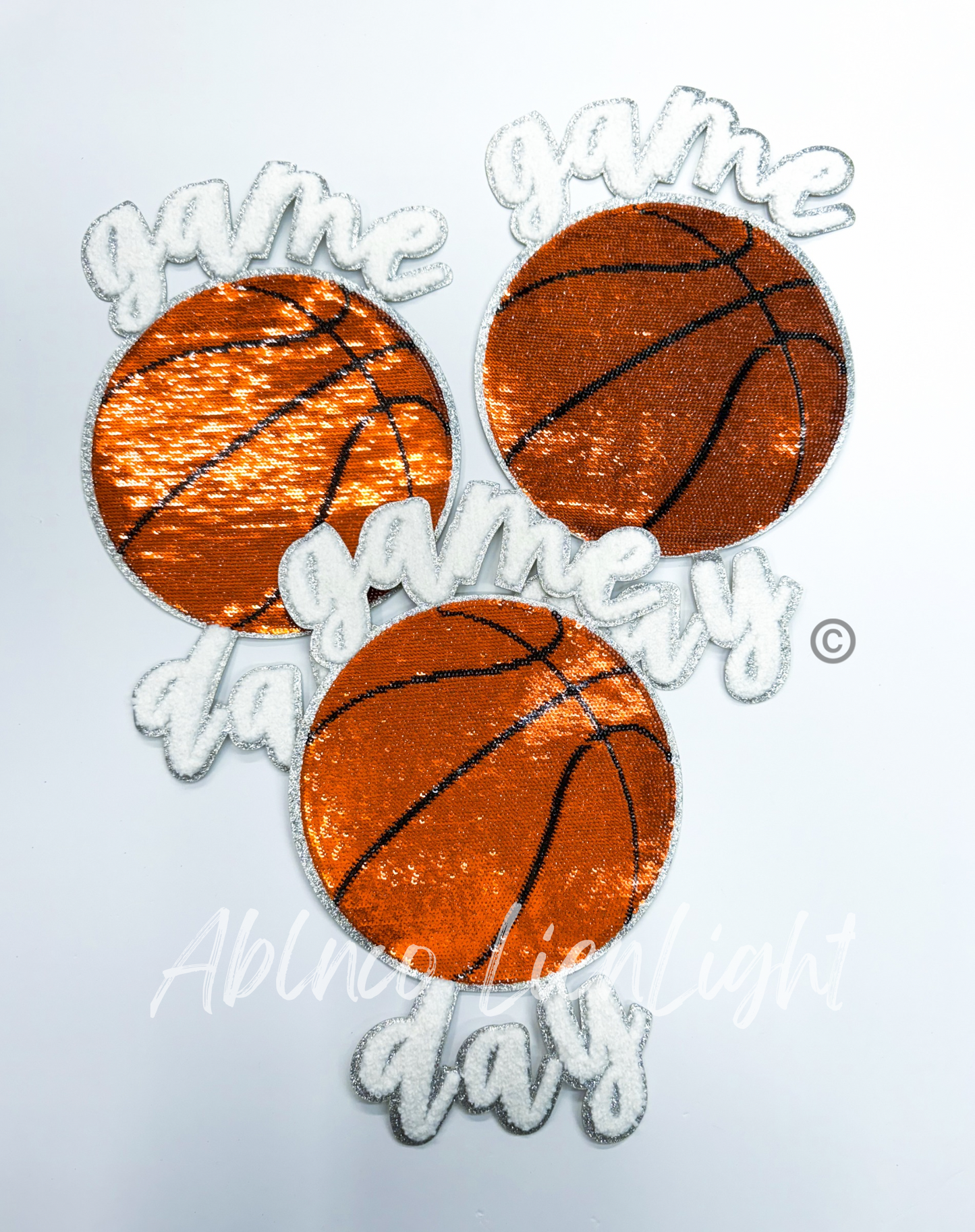 Big Basketball Game Day Sequins Chenille Glitter Patch