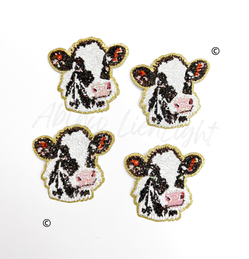 Cow Farm Animal Sequin Patch - Small