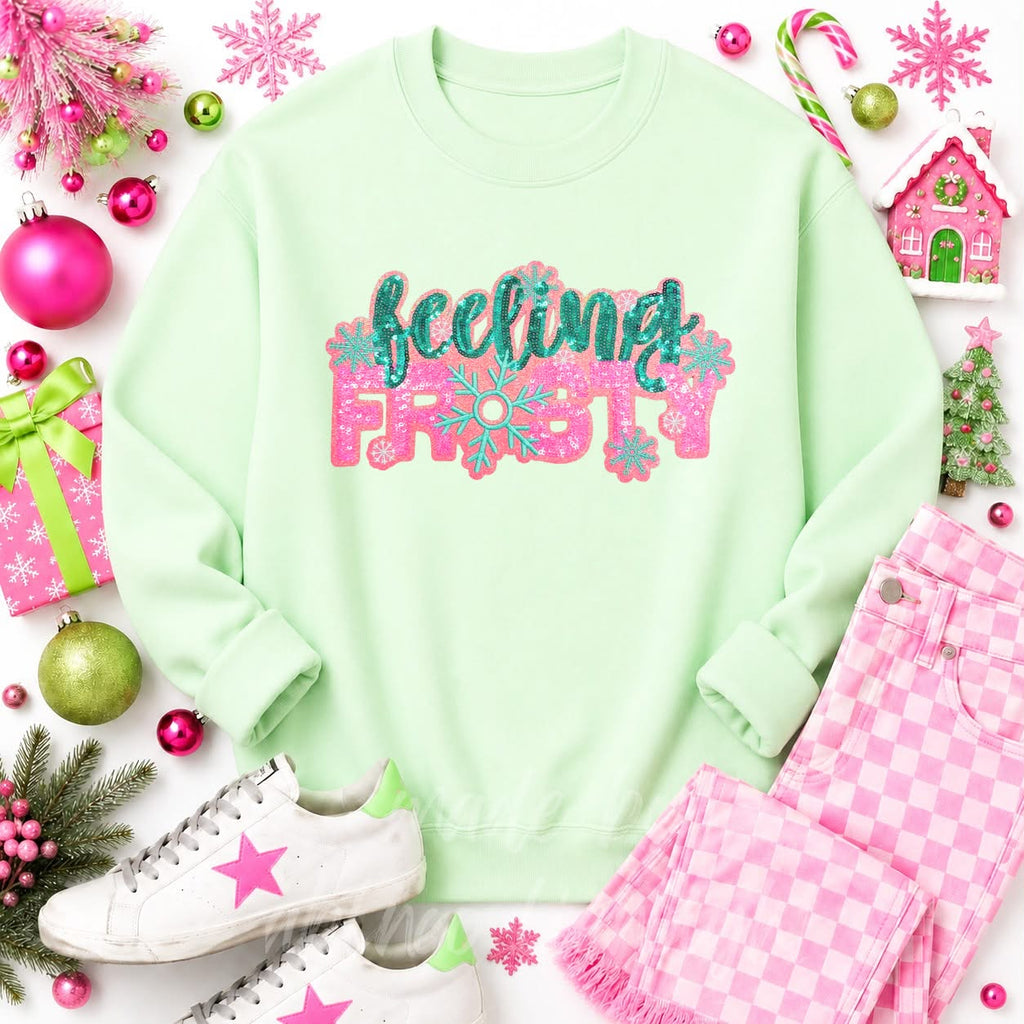 Feeling Frosty Christmas Sequin Patch Sweatshirt