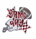 Red Game Day Checkered Football Sequin Patch - Large