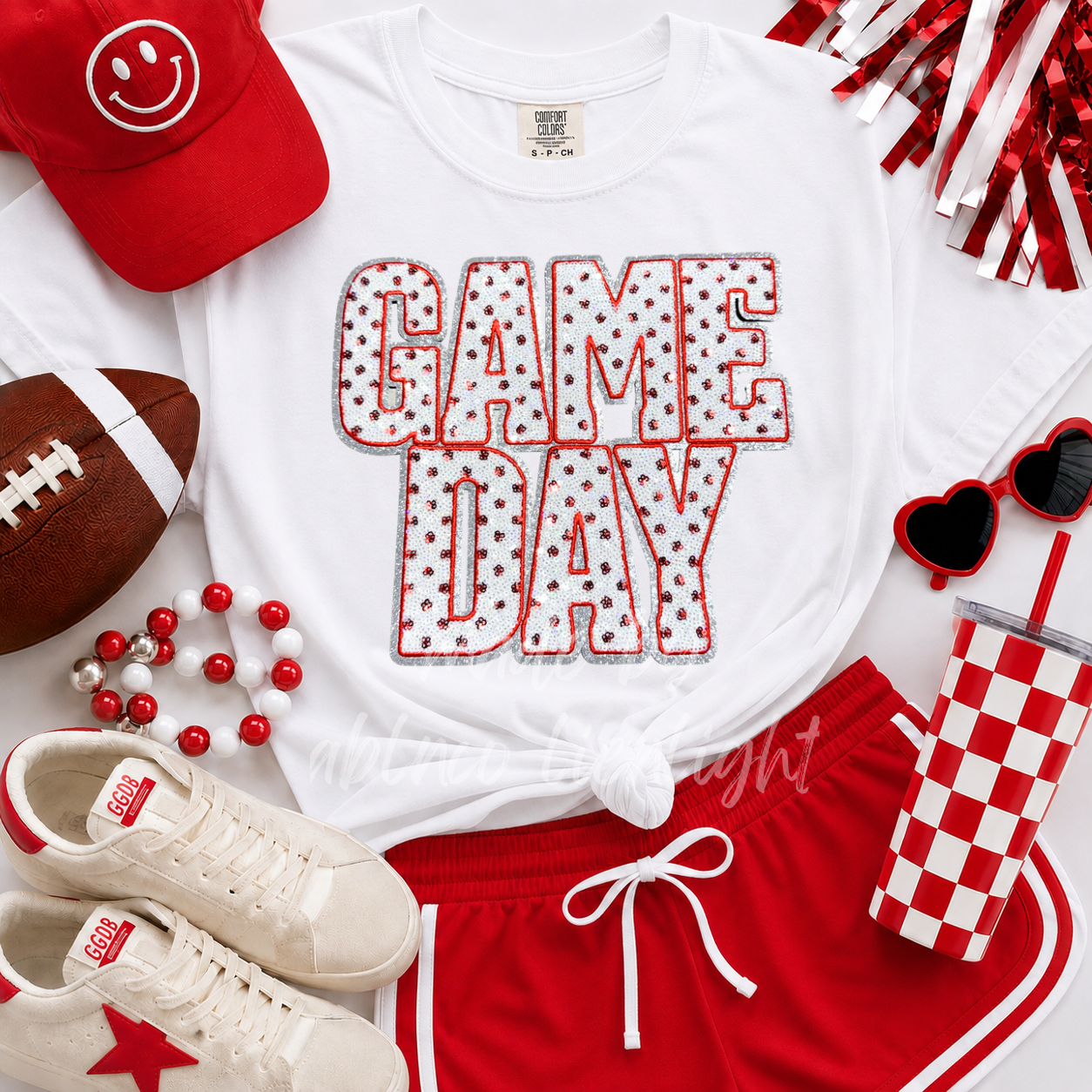 Red Polka Dots Game Day Sequin Tshirt & Sweatshirt