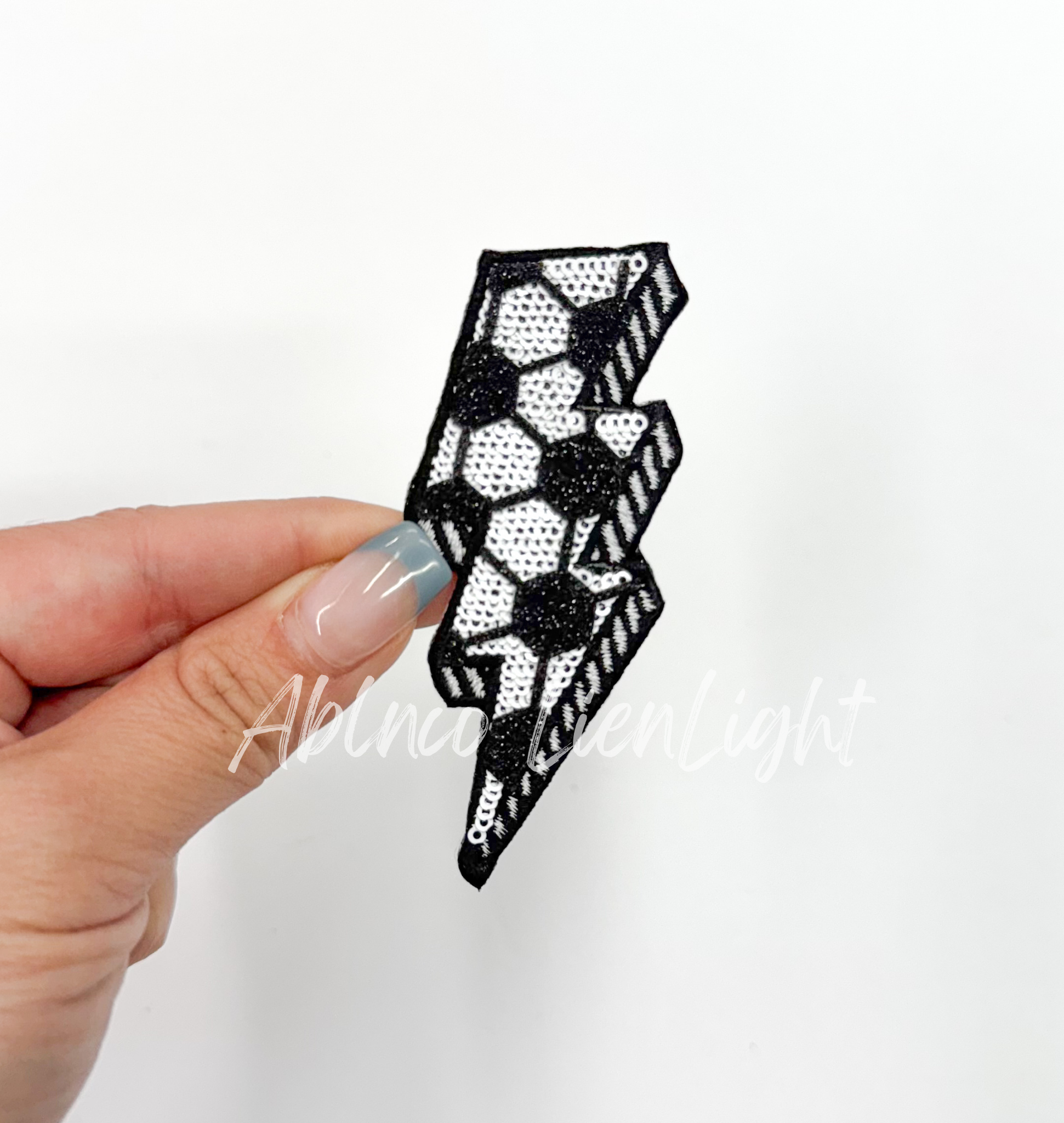 Soccer Lightning Bolt Sequin Patch