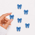 Mini Blue Checkered Bow Embroidered Patch