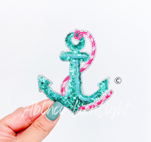 Preppy Pink Anchor  ©️ Sea Fishing Sequin Patch