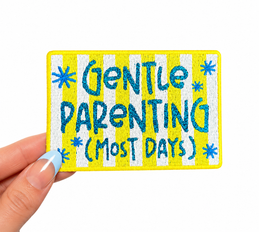 Gentle Parenting Most Days Mom Mama Glitter Embroidery Patch