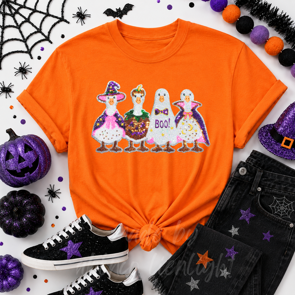 Silly Goose Halloween Sequin Patch Tshirt