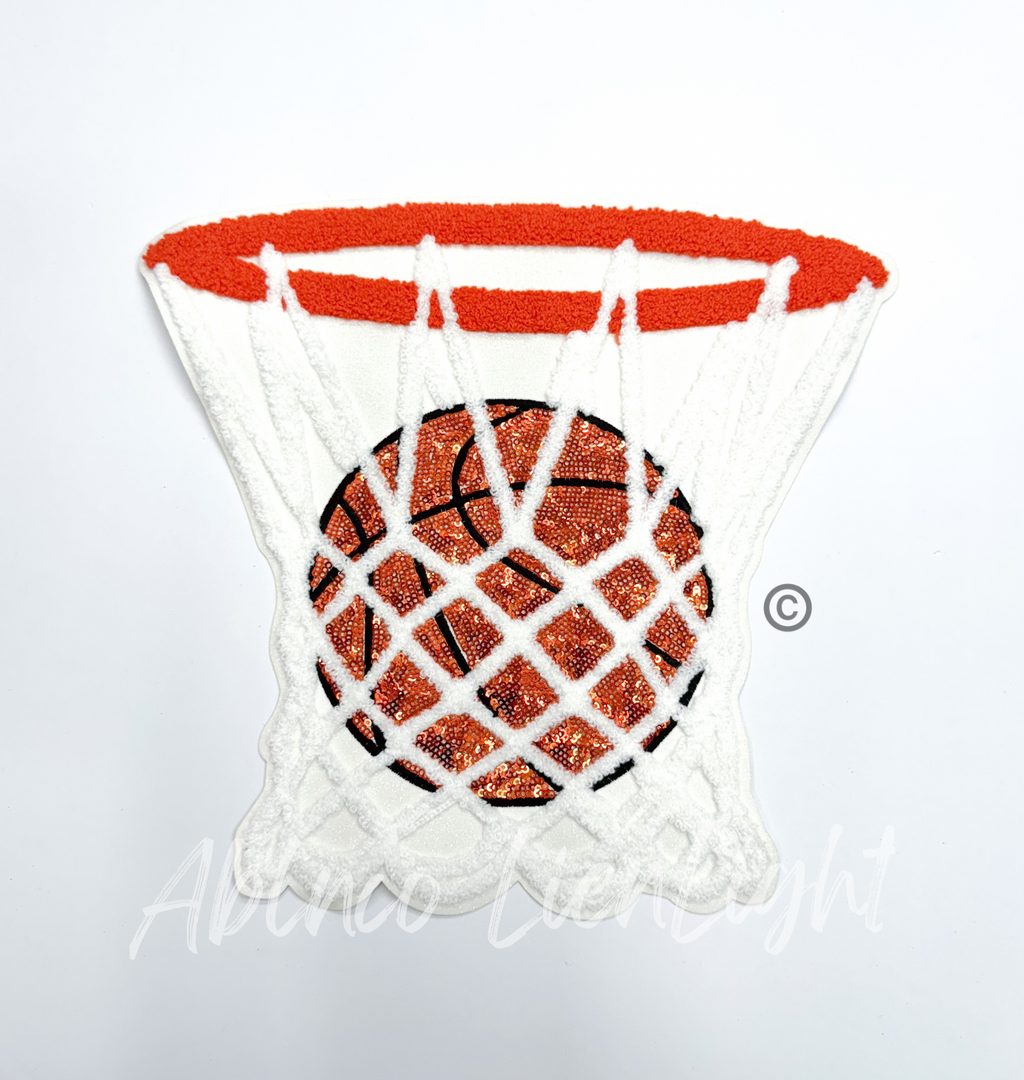 Basketball Hoop Chenille Sequin Patch