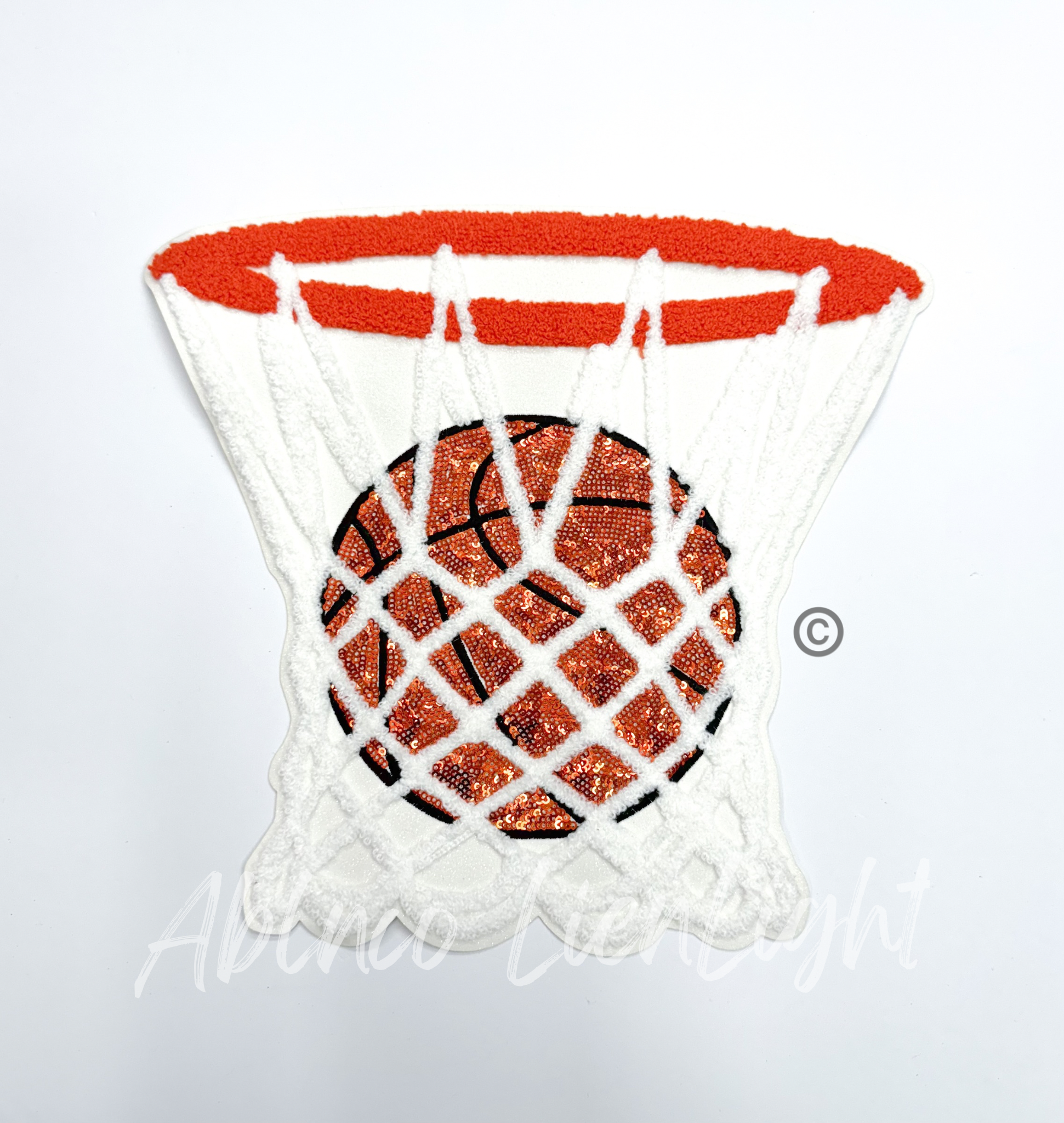 Basketball Hoop Chenille Sequin Patch