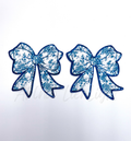 Blue Floral Grand Millennial Side Bows Chenille Patch