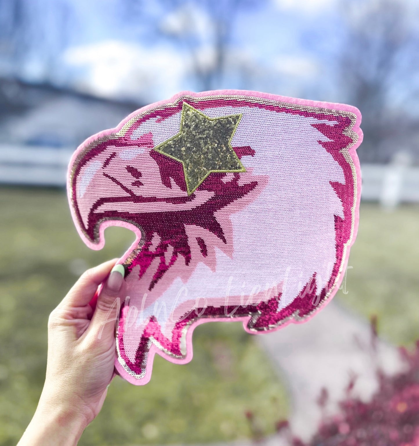 PREPPY PINK MASCOT™ Eagle Sparkly Sequin Patch