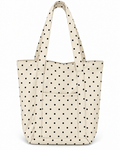 White X-Large Canvas Polka Dot Tote Bag