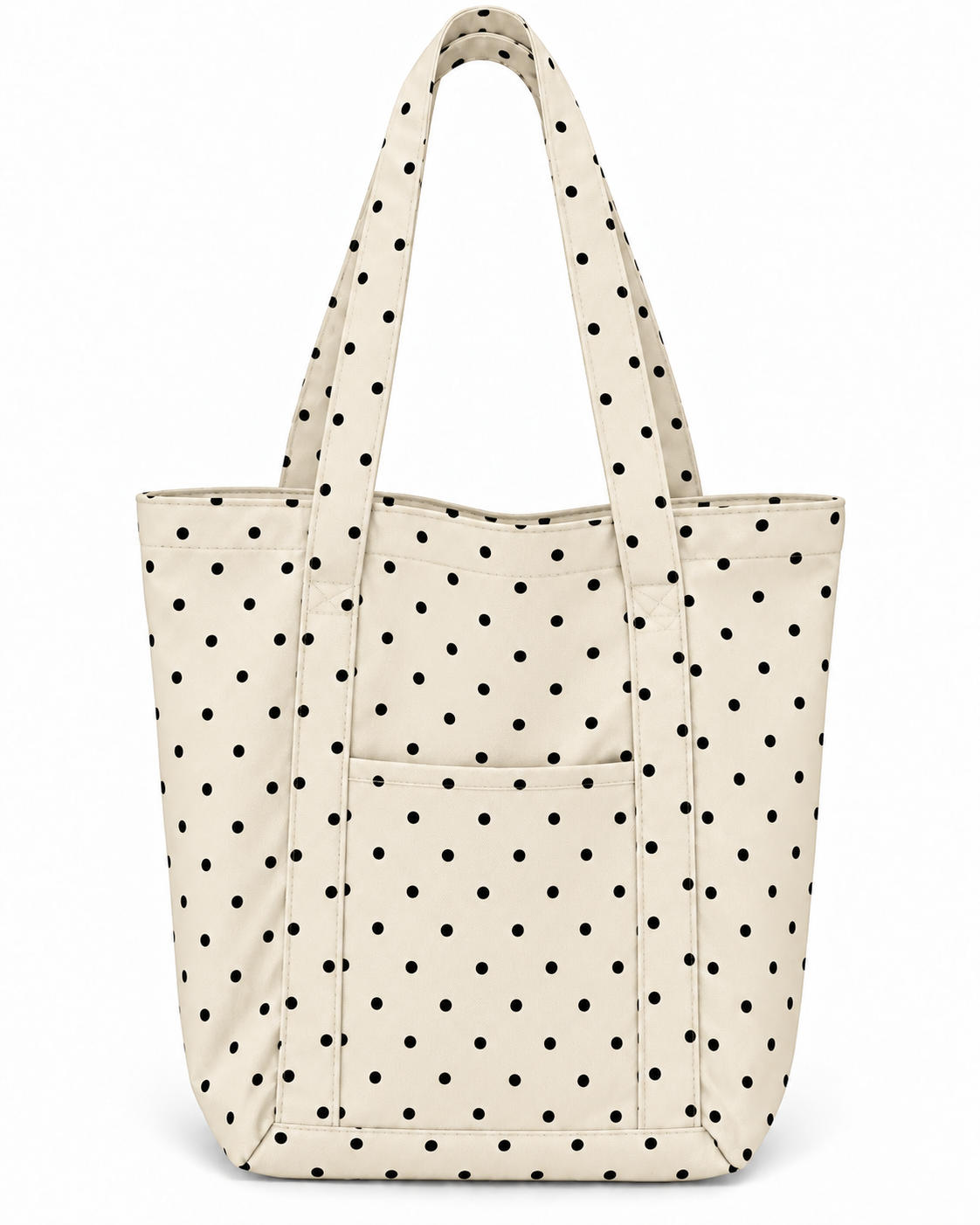 White X-Large Canvas Polka Dot Tote Bag