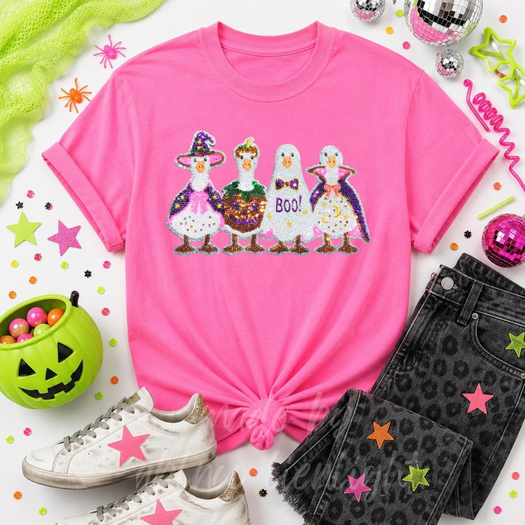 Silly Goose Halloween Sequin Patch Tshirt