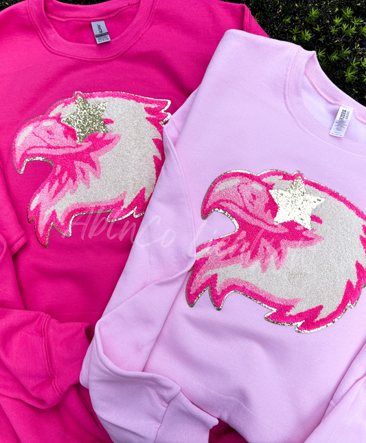 PREPPY PINK MASCOT™ Eagle Chenille Patch ONLY Sweatshirt