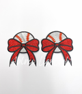 Baseball Side Bows Glitter Patch