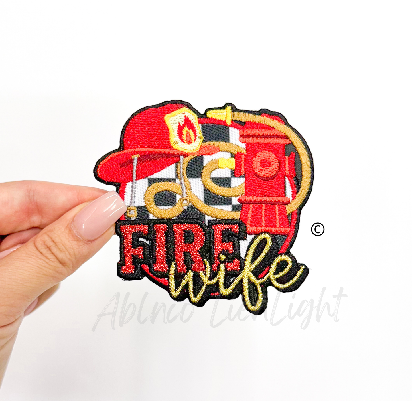 Fire Wife glitter embroidery patch